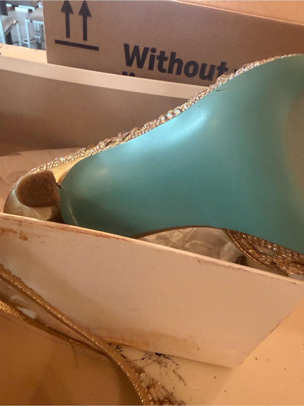 Betsey Johnson Embellished Gold High Heel Pumps - Women's Evening Shoes size 9 - Picture 7 of 14
